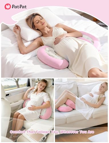 PATPAT Pregnancy Pillow, Cooling Maternity Pillow with Adjustable Wedge - color: Pink