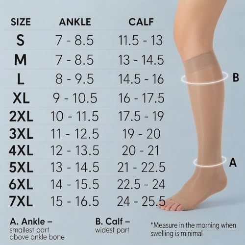 ABSOLUTE SUPPORT 3 Pairs Women Sheer Compression Socks 15-20mmHg - color: Nude, size: X-Large