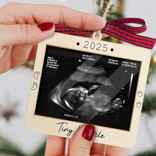 Ultrasound Photo Frame Ornament, Baby Announcement Keepsake - color: Tiny Miracle Premium