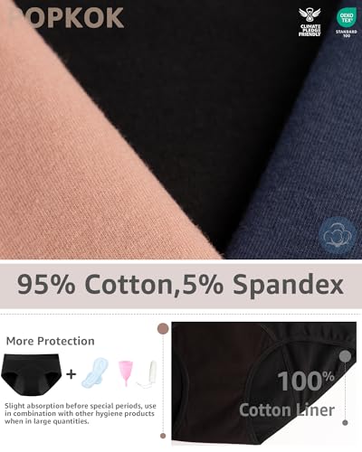 POPKOK Period Underwear Womens Cotton Hipster Postpartum Panties 3 Pack - color: 3black, size: Medium