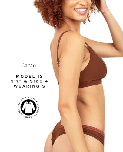 KNICKEY Subset Women's Organic Cotton Low-Rise Thong, Underwear, Single - color: Cacao, size: XX-Large