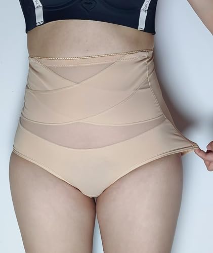 Postpartum Compression Underwear for Women High Waisted Lightweight Breathable C Section Recovery Panties - color: Beige, size: Medium
