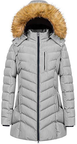 CREATMO US Women's Winter Hooded Coat Waterproof Warm Long Puffer Jacket Parka - color: Grey, size: 3X-Large