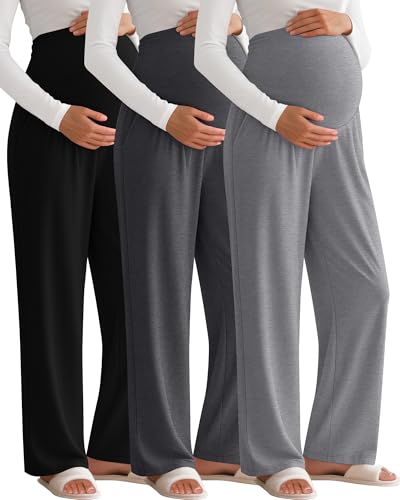 3 Pack Women's Maternity Lounge Pants with Pockets XL 3Color