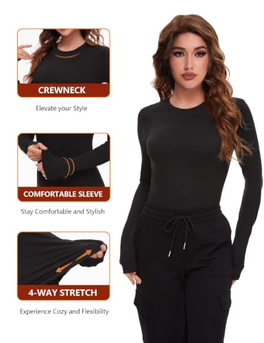 Dalavch 4 Pack Women's Long Sleeve Shirts Slim Fit Underscrub Tops - color: 2 Black 2 White ( Long Sleeve ), size: Medium