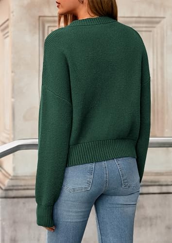 NALANISA Women's Chunky Knit Zipper Cardigan Sweaters 2026 Fall Open Front - color: Dark Green, size: X-Large