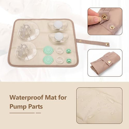 LUXJA Wearable Breast Pump Bag with a Waterproof Mat, Pink - color: Pink