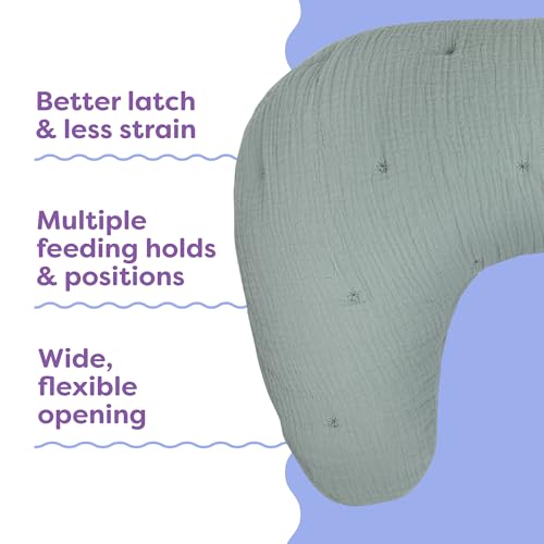 Boppy Nursing Pillow, Cotton Muslin Ergonomic Breastfeeding Support Pillow - color: Luxe - Sea Green Muslin