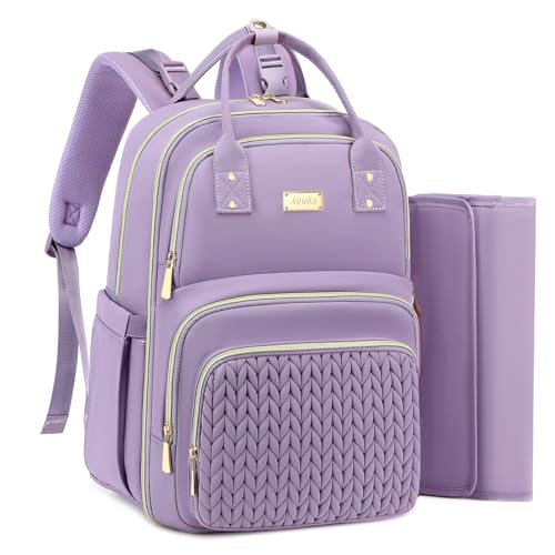 AIJIEKE Diaper Bag Backpack, Large Multi-functional Diaper Backpack, Purple - color: Purple