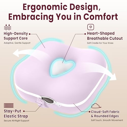 Small Knee Pillow for Side Sleepers, Memory Foam Leg Pillow,Pink - color: Pink