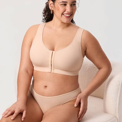 DELIMIRA Women's Inbarely Plus Front Closure Posture Bras - color: Beige, size: 40DD
