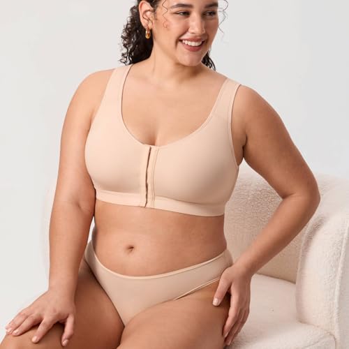 DELIMIRA Women's Inbarely Plus Front Closure Posture Bras - color: Beige, size: 40D