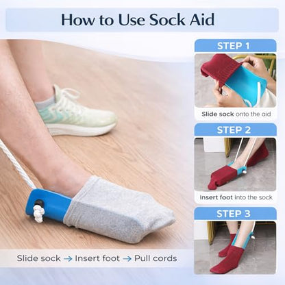 4-in-1 Sock Aid Kit for Seniors - Sock Remover, Leg Lifter & Car Handle