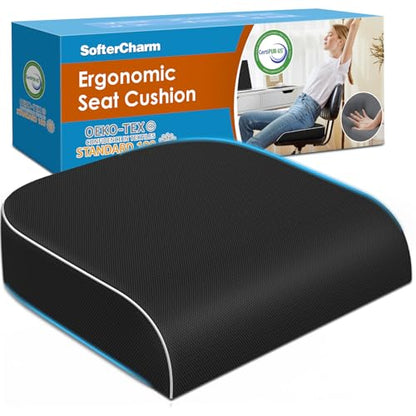 Seat Cushion, Memory Foam Office Chair Cushion, Black, Large - color: Black, size: Large