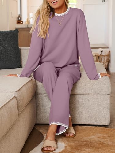 LILLUSORY Lounge Sets Womens 2 Piece Matching 2026 Fall Knit Sweater Set - color: Dusty Mauve, size: Medium