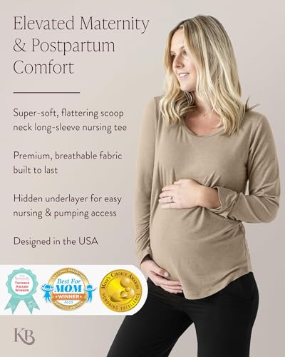 Kindred Bravely Everyday Nursing & Maternity Long Sleeve T-Shirt - color: Wheat, size: Large