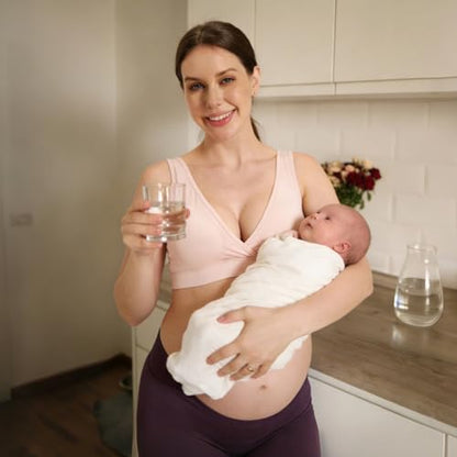 netdraw Padded Bamboo Viscose Nursing Sleep Bra - color: Pink Heather, size: X-Large