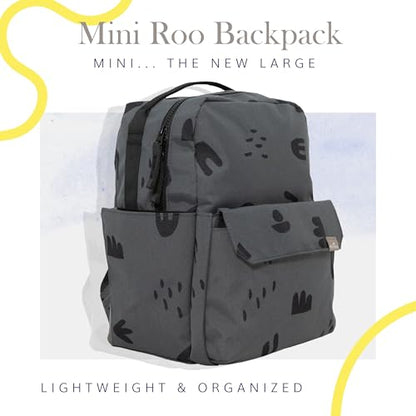 Mini Roo Diaper Bag Backpack, Charcoal Doodle Baby Bag - 6 Pocket Daily Use - color: Charcoal Doodle