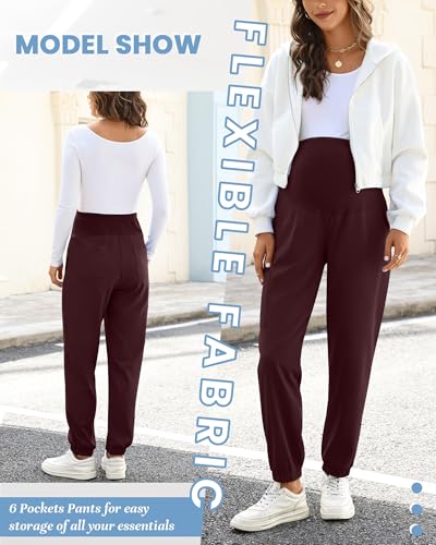 Women's Maternity Scrub Pants Pregnancy Scrub - color: Burgundy, size: XX-Large