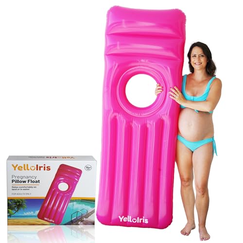 Inflatable Pregnancy Pool Float with Belly Hole – Full-Body Maternity Airbed for Ultimate Comfort – Pink Pregnancy Float for Relaxing Summer – Perfect Support for Baby Bump While Lounging or Swimming