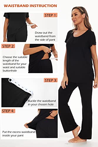 Smallshow Women's Maternity Nursing Pajamas - color: Black, size: Small