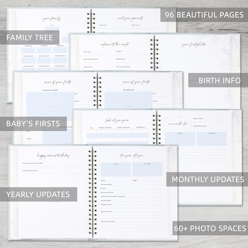 Keepsake Memory Book for Baby Boys or Girls, First 5 Year Baby Book - color: Light Blue