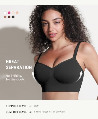 FeelinGirl Bras for Women Comfy Seamless Wireless Bralettes - color: Black, size: XX-Large