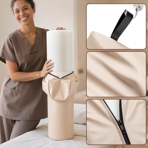 3/4 Round Knee Bolster for Massage Table, 26x6x6 in Massage Pillow for Legs - color: 3/4 Round - Beige