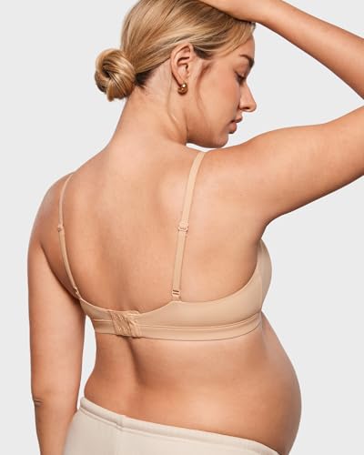 INLYRIC Women's Inbarely Soft Nursing Bras Unlined Bralettes Maternity Bra for Breastfeeding Unpadded Comfy Sleep Seamless - color: Warm Beige, size: Medium