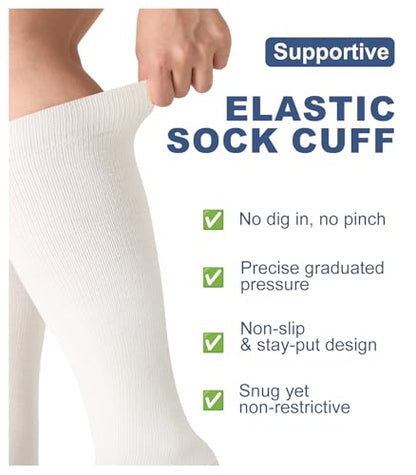 Breslatte Bamboo Viscose Wide Calf Compression Socks Open Toe for Women Men Plus Size Toeless 10-14 mmHg Circulation - color: 4p2 4white, size: 3X-Large-4X-Large Plus