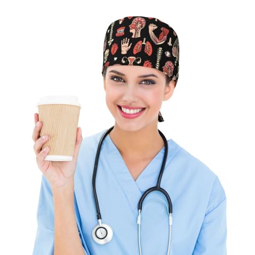 Jedenkuku Working Cap Surgical caps with Sweatband Adjustable for Men Women - color: Black17