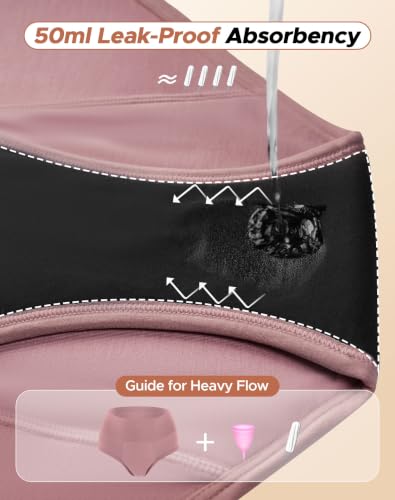 INNERSY Women's Plus Size Period Underwear High Waist Heavy Flow 3-Pack - color: Berry, size: 5X-Large