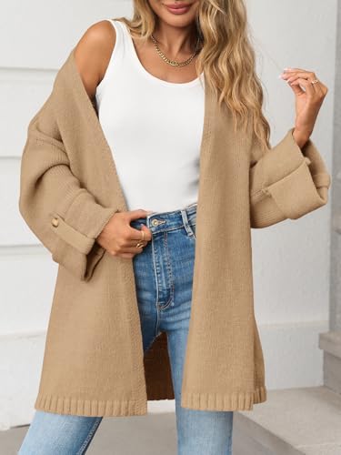 Saodimallsu Womens Oversized Long Cardigan Sweaters Casual Fall Trendy Coat - color: Camel, size: Small