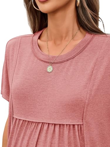 Tankaneo Womens Maternity Tops Batwing Short Sleeve Pregnancy T Shirts - color: Brick Red, size: X-Large