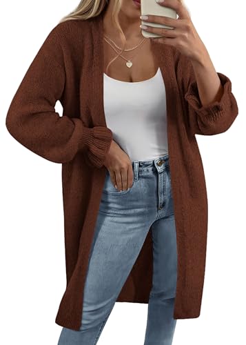 KIRUNDO Long Cardigans for Women Oversized Open Front Coats - color: Brown, size: Large