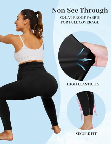 Fotociti Maternity Leggings with Pockets Over Belly Pregnancy Yoga Pants - color: 4-black+coffee, size: Medium