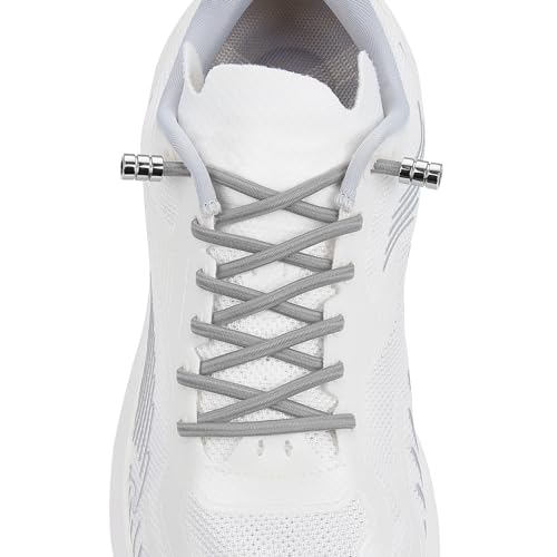 Elastic No Tie Shoelaces For Kids & Adults Sneakers，One Size Fits All - color: 1 Pair Grey