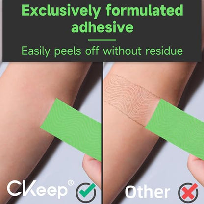 CKeep Kinesiology Tape, Uncut Premium Elastic Athletic Tape 2 Rolls, Green - color: Green, size: 2 Rolls