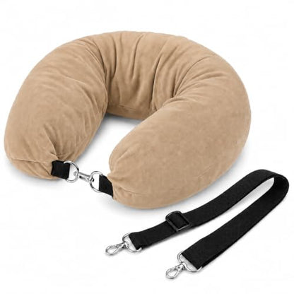 Stuffable Neck Pillow for Travel, Packable Neck Pillow (Camel Brown) - color: Camel Brown