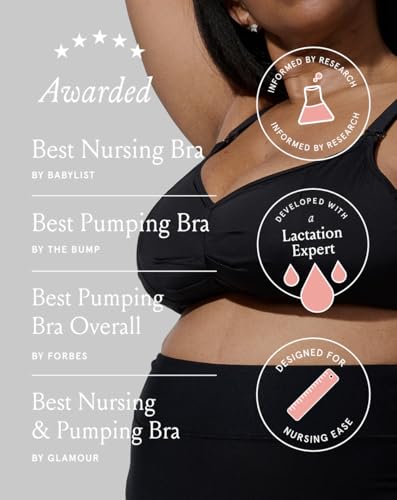 Bodily Do Anything Nursing Bra for Breastfeeding & Hands-Free Pumping - color: Black, size: Large