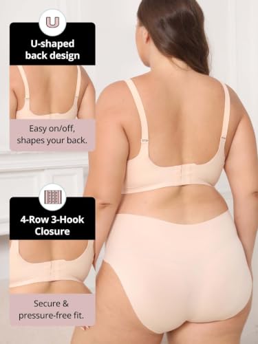 Jelly Support Wireless Nursing Bra V Neck Front Easy Open Clips Maternity Breastfeeding Bralette - color: Beige, size: Large