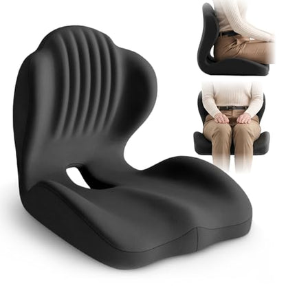 Ergonomic Seat Cushion with L-Shaped Design for Office Chair (Black) - color: Black