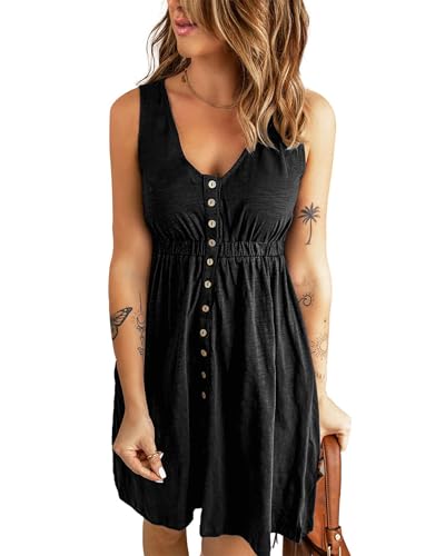 BTFBM Womens Summer Dresses 2026 Beach Vacation - color: Buttons Black, size: Small