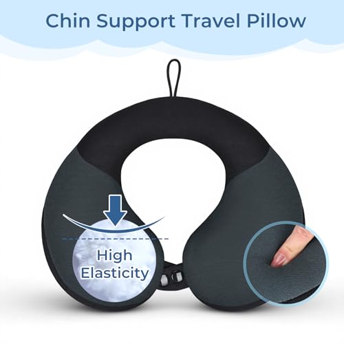 COOLBEBE Kids Travel Neck Pillow, Head Support for Car Seat & Plane, Black - color: Black & Grey