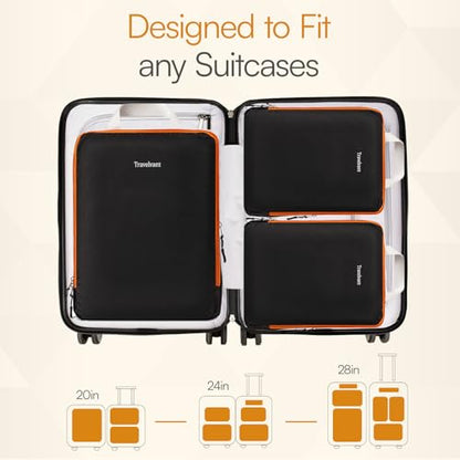 6 Set Large Compression Packing Cubes for travel. - color: Black