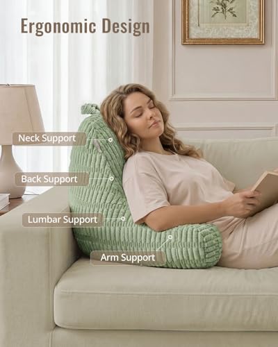 Blissful Diary Reading Pillow for Bed, Back Pillow Sitting Up, Sage Green - color: Textured Sage Green, size: Large(20inch)