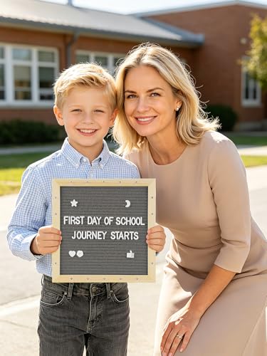 10×10" Light up Felt Letter Board, Custom Message, First Day of School Sign - color: Grey