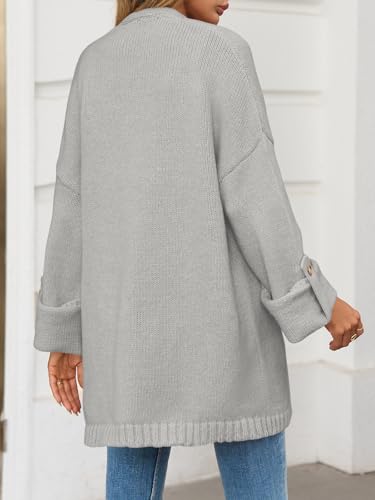 Saodimallsu Womens Oversized Long Cardigan Sweaters Casual Fall Trendy Coat - color: Gray, size: Small