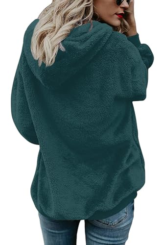ReachMe Womens Oversized Sherpa Hoodie Pullover Fleece Sweatshirt - color: A Teal, size: Medium