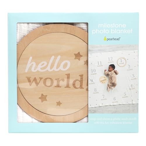 Pearhead Hello World Baby Milestone Blanket and Photo Prop